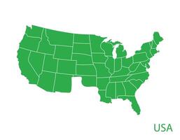 Green silhouette map of USA in flat graphic design vector