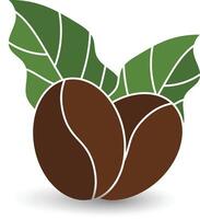 Modern flat design of organic coffee beans with leaf vector