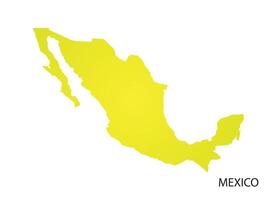 Yellow colored flat map of Mexico in clean style vector