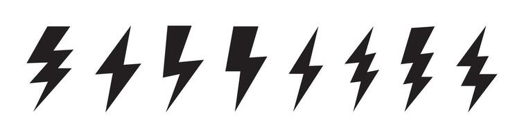 Lightning bolt icon set in modern style vector
