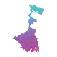 West Bengal Gradient Administrative Map White Background vector