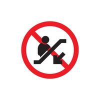 Sign indicating prohibition of downward escalator use vector
