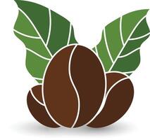 Flat design of organic coffee beans with fresh leaf vector