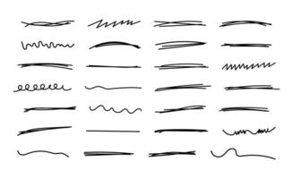 Scribble Highlighter Underlines Set vector