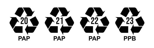 Set of icons representing paper recycling codes vector