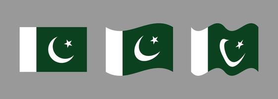 Pakistan flag set waving design vector
