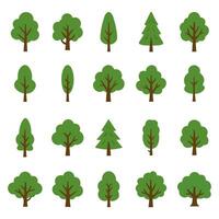Flat Tree Icon Set Cartoon Forest Elements Collection vector