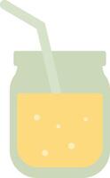 Flat Composition of Lemon Juice with Slice Accent vector