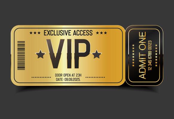 Gold VIP pass party or festival design template admit design template