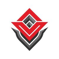 Geometric Abstract Logo with Red and Gray Elements vector