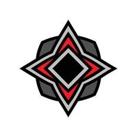 Geometric Starburst Emblem with Red Accent vector