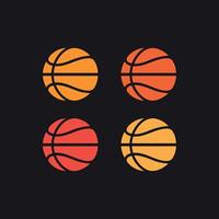 Four Colorful Basketballs on a Dark Background vector