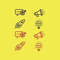 Marketing and Innovation Icons Target, Megaphone, Rocket, and Idea vector