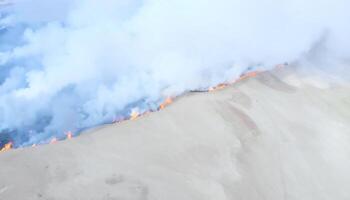 Top View of Waste Burning Causing Air Pollution photo