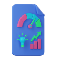 A blue folder with a meter, light bulb and graphs png