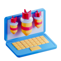 A laptop with a keyboard and a bunch of missiles png