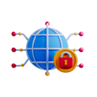 A globe with a padlock and a lock icon png