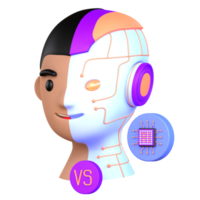A robot head with a computer chip on it png