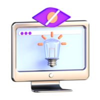 A computer screen with an idea bulb on it png