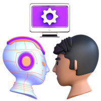 deux gens avec une ordinateur et une robot tête png