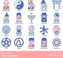 Religion icons set, volume 3, illustration vector