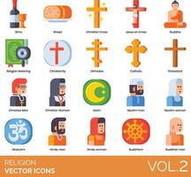 Religion icons set, volume 2, illustration vector