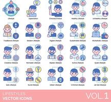 Lifestyle icons set, volume 1, set of icons for social media, social network, vector