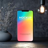 Vibrant Smartphone Mockup Colorful Gradient Display on Dark Background psd