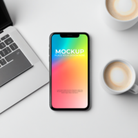 Stunning Smartphone Mockup Vibrant Gradient Display on Minimalist Desk psd