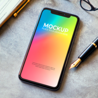 Smartphone Mockup Vibrant Gradient Display Business Professional Setting psd