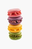 Colorful macarons stacked in a delightful arrangement photo