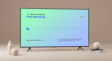 Smart TV Mockup with Modern Minimalism and Art Direction, 4K with Editable Layers psd