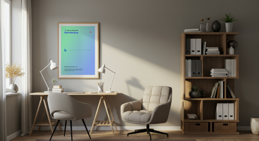 Poster Frame Mockup in Interior Setting for Artwork Presentations, 4K with Editable Layers psd