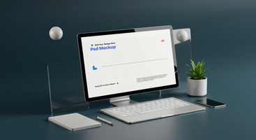 Web Template Mockup with Modern Minimalism and Diffused Lighting, 4K with Editable Layers psd