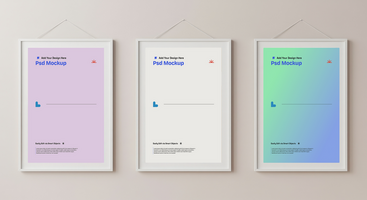 Three Wall Hanging Poster with Balanced Composition and Natural Soft Lighting, 4K with Editable Layers psd