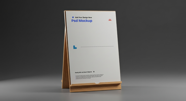 Poster on Wooden Stand Mockup with Minimalist Design and High-Detail Rendering, 4K with Editable Layers psd