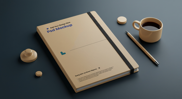 Free Notebook Mockup for Portfolio and Creative Projects, 4K with Editable Layers psd