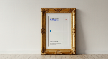 Art Print Mockup with Frame Leaning Against Wall for Artwork Displays, 4K with Editable Layers psd