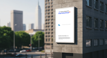 Building-Mounted Poster Mockup for Large-Scale Advertising, 4K with Editable Layers psd