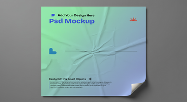 Wrinkled Square Poster Mockup for Authentic Texture Displays, 4K with Editable Layers psd
