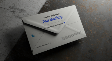 Envelope Mockup with Nordic Minimalism and Industrial Cues, 4K with Editable Layers psd