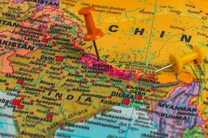 Explore the borders of Nepal, India, and China on a map photo