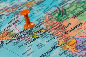 Pinpointing Panama on a vibrant map of Central America photo