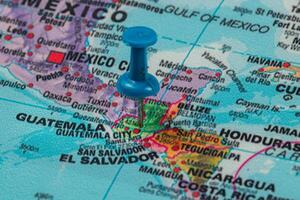 Map of Central America with pin marking Guatemala City photo