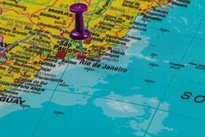 Marked location on a detailed map of Brazil's coastal cities photo