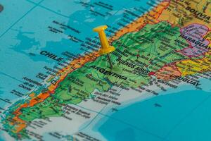 Highlighting Buenos Aires on a colorful map of Argentina photo