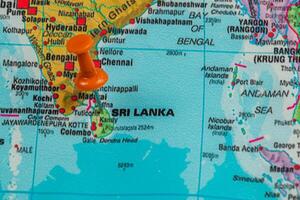 Pinpointing the location of Sri Lanka on a world map photo