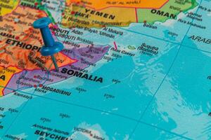Explore the location of Somalia on a detailed world map photo