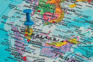 Map of Southeast Asia highlighting Kuala Lumpur with a pin photo