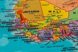 Map highlighting Guinea and surrounding West African countries photo